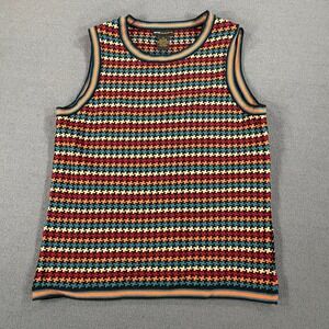 Grace Dane Lewis Vintage Houndstooth Sweater Vest Multi Color Retro Boho Medium